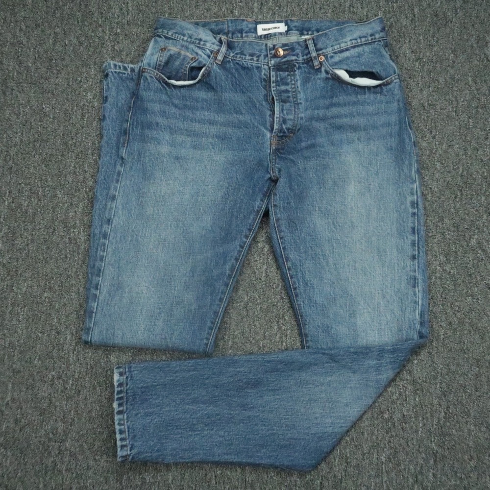 Taylor Stitch Jeans Mens 32x34 Blue Democratic 5 Pocket Selvedge Denim Button